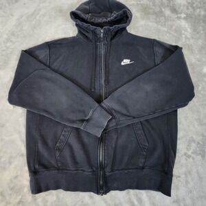 Nike Sweatshirt Mens Medium Black Hooded‎ Long Sleeve Full Zipper Athleisure